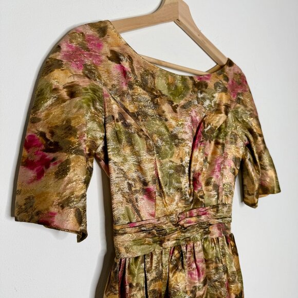 NATHALIE SLOCUM | Vintage 1950s Brocade Dress in Gold - XS - Picture 3 of 9